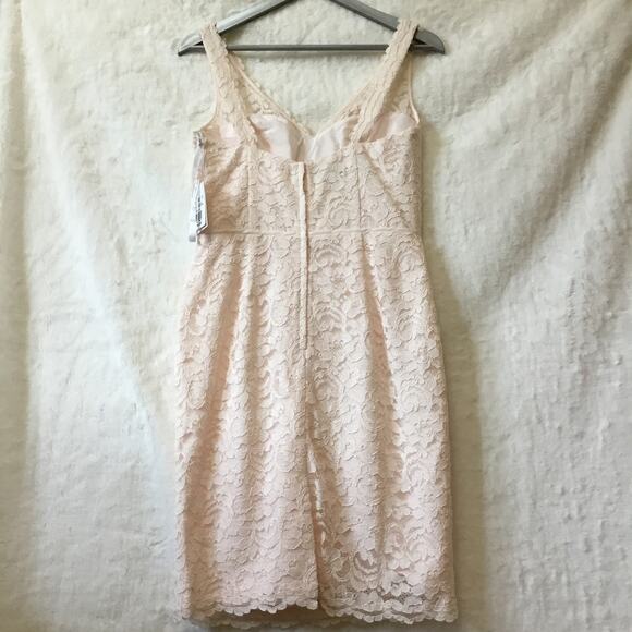 David Bridal Short Tank Lace Dress with V -Neck - Picture 8 of 16